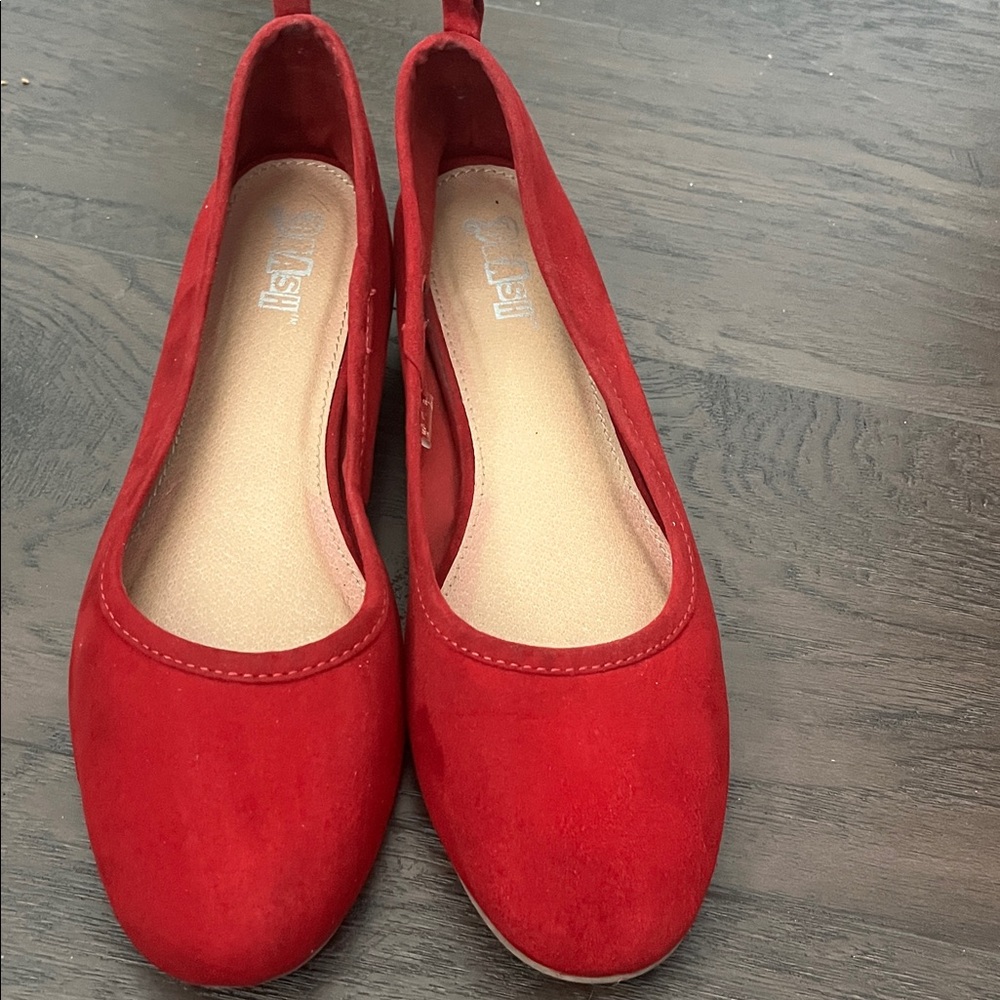 Brash Red Suede Flats Size 8.5